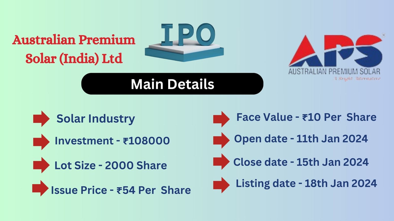 AUSTRALIAN PREMIUM SOLAR (INDIA) LTD SME IPO DETAILS